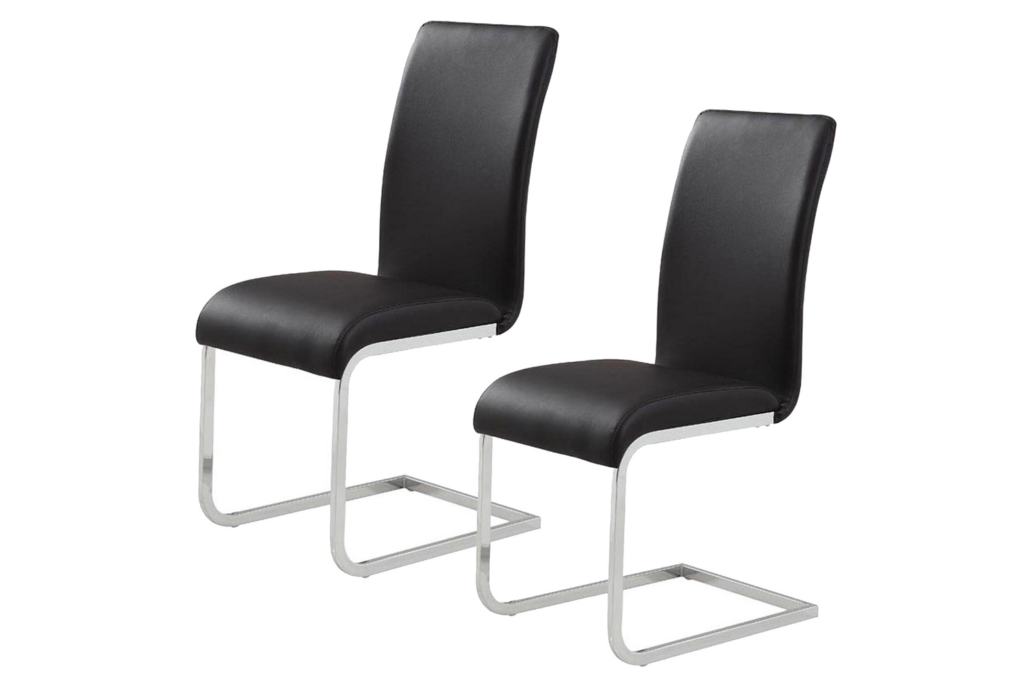 Worldwide™ Maxim Side Chair Set of 2 - Black/Chrome