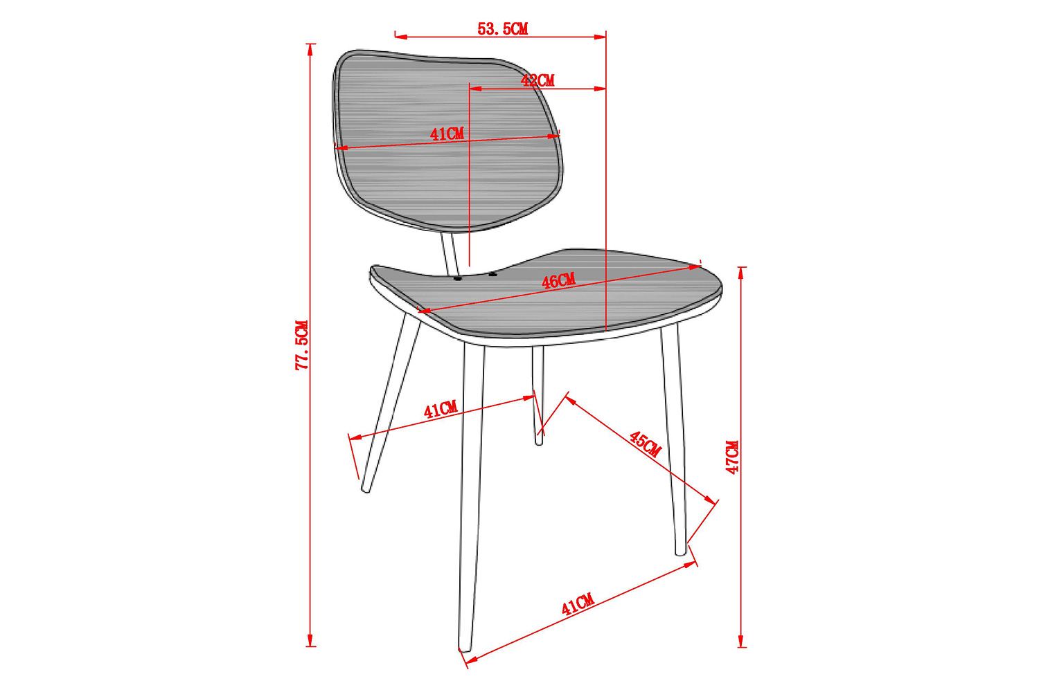 Worldwide Capri Side Chair Set of 2 - Light Gray/Walnut/Black