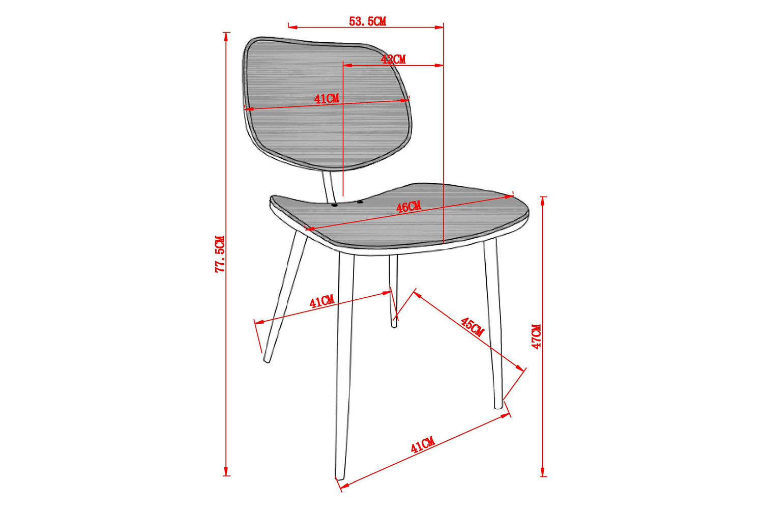 Worldwide Capri Side Chair Set of 2 - Rust/Walnut/Black