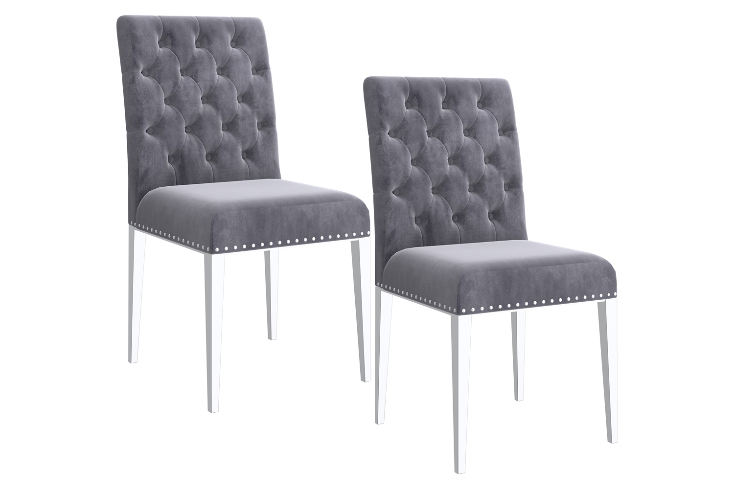 Worldwide Azul Side Chair Set of 2 - Gray/Silver