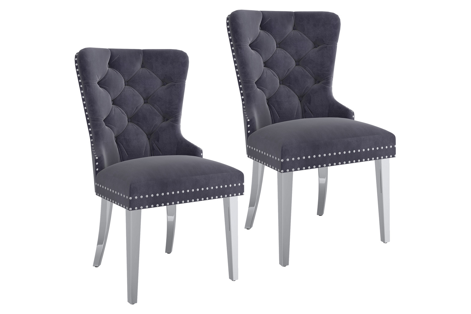 Worldwide Hollis Side Chair Set of 2 - Gray/Chrome