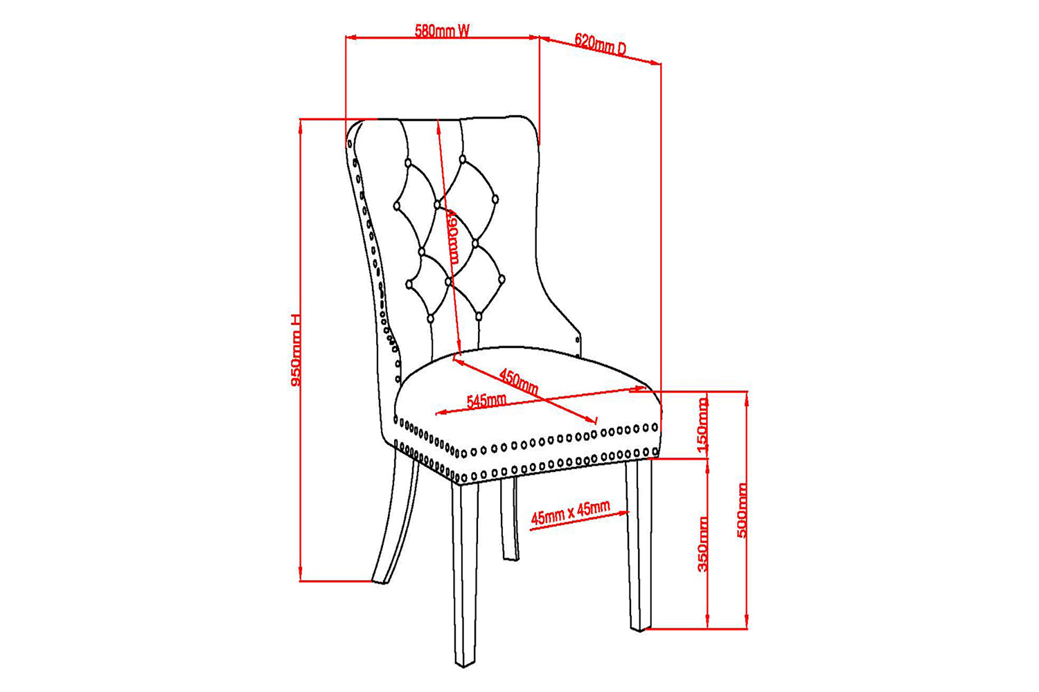 Worldwide Hollis Side Chair Set of 2 - Gray/Chrome