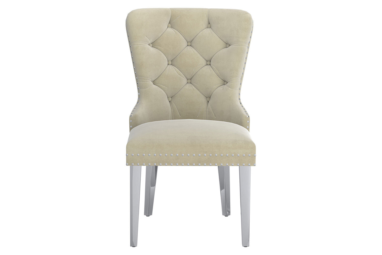 Worldwide Hollis Side Chair Set of 2 - Ivory/Chrome