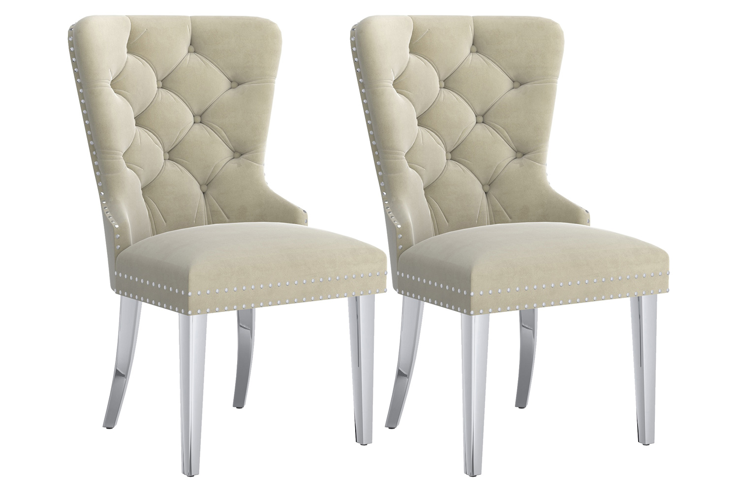 Worldwide Hollis Side Chair Set of 2 - Ivory/Chrome