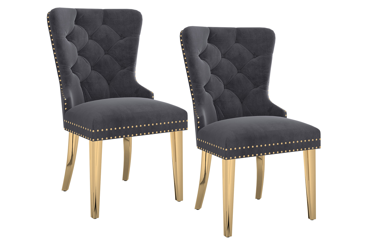 Worldwide Mizal Side Chair Set of 2 - Gray/Gold