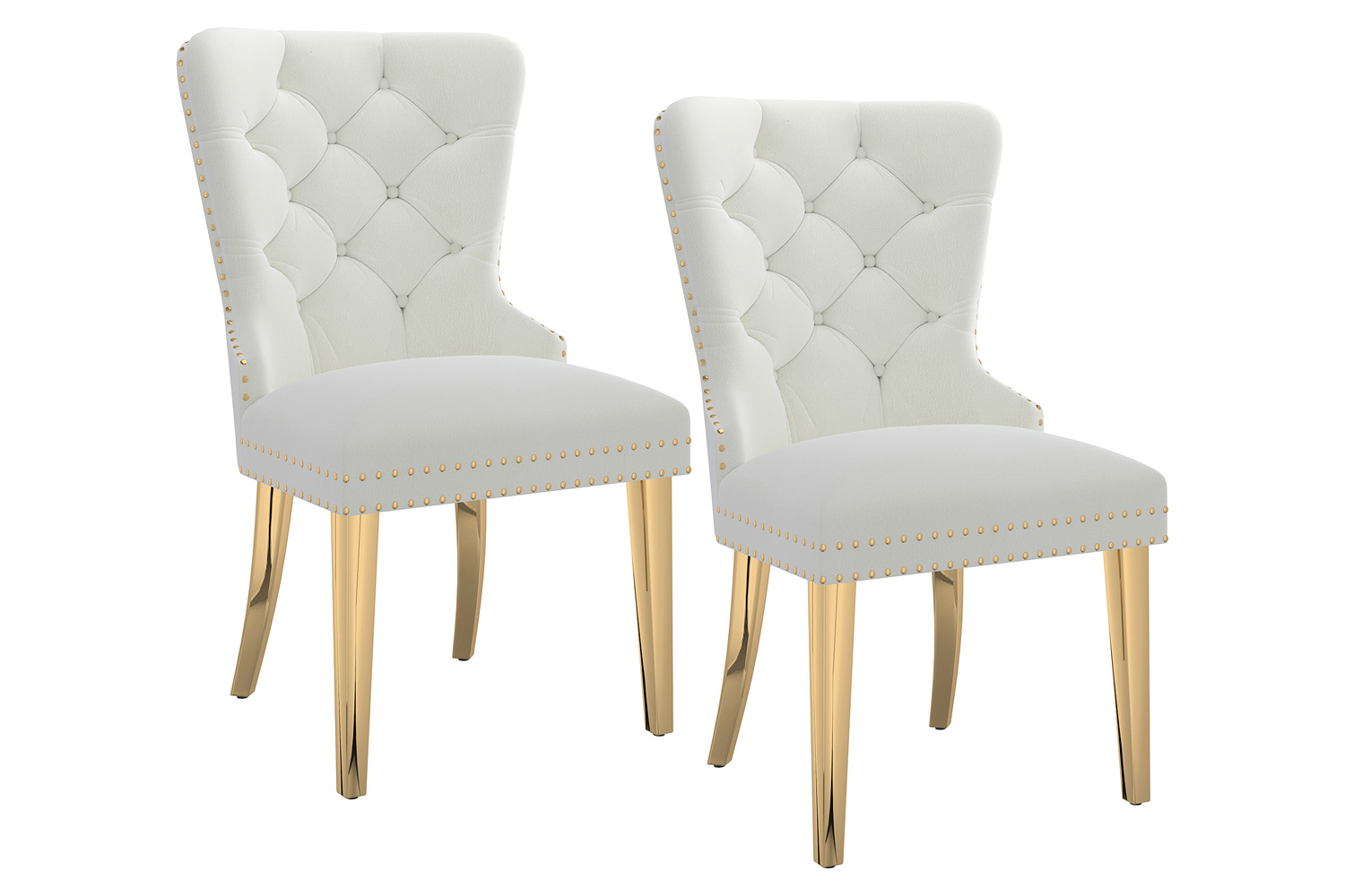 Worldwide Mizal Side Chair Set of 2 - Ivory/Gold