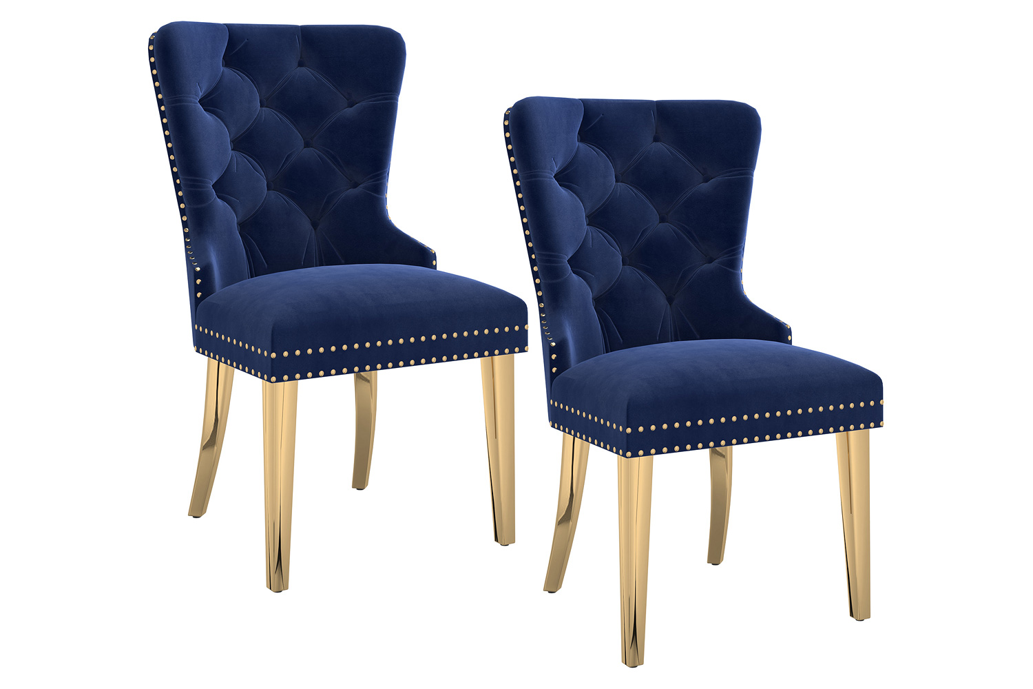 Worldwide Mizal Side Chair Set of 2 - Navy/Gold