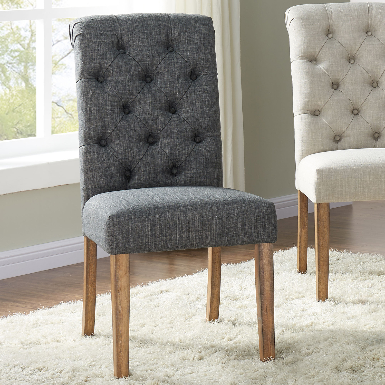 Worldwide Melia Side Chair Set of 2 - Gray/Vintage Oak