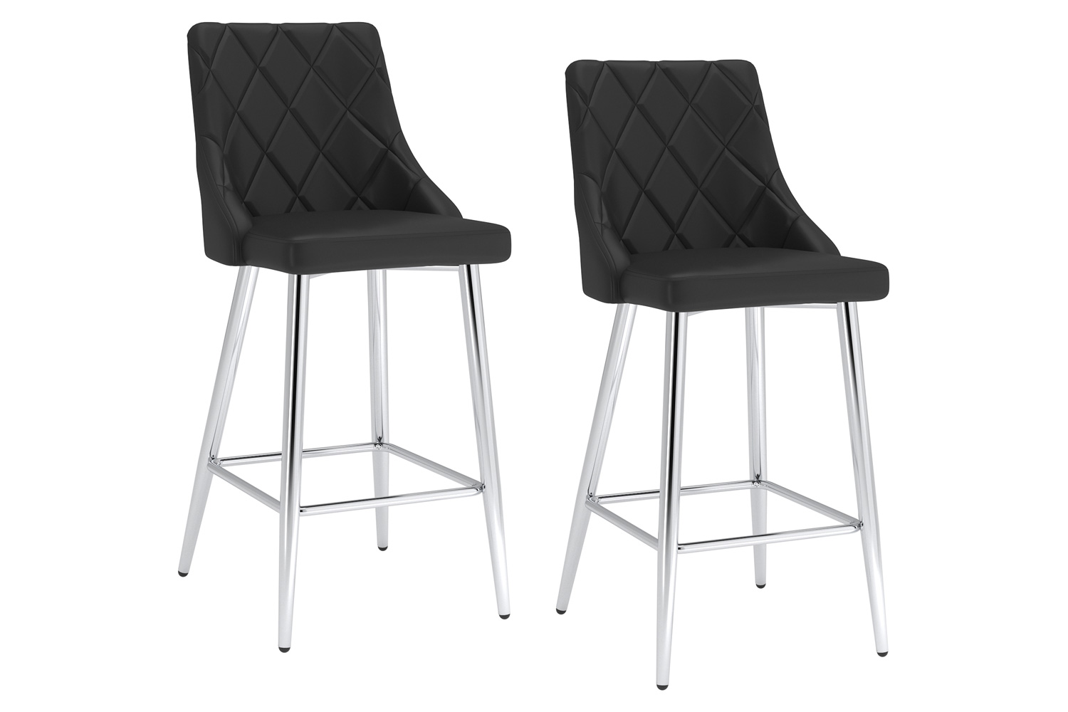 Worldwide Devo 26" Counter Stool Set of 2 - Black/Chrome