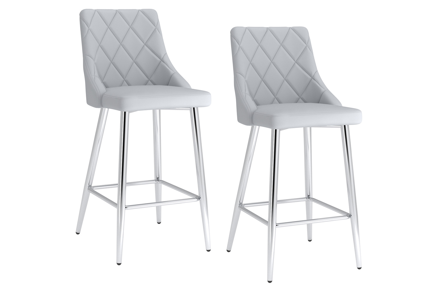 Worldwide Devo 26" Counter Stool Set of 2 - Light Gray/Chrome