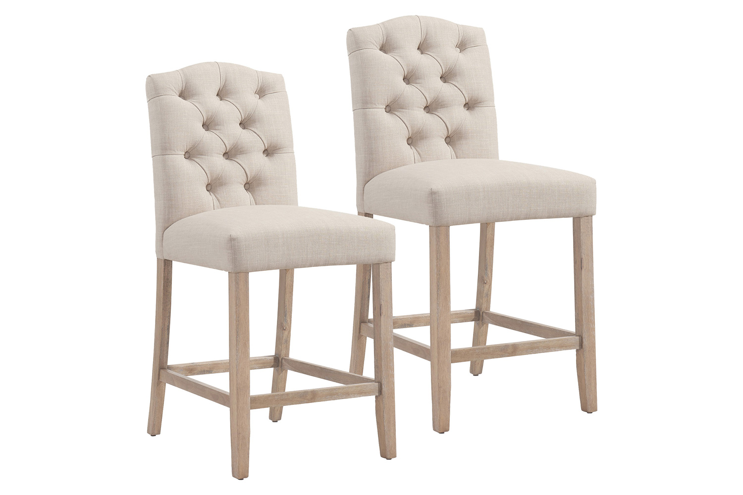 Worldwide Lucian 26" Counter Stool Set of 2 - Beige/Washed Gray