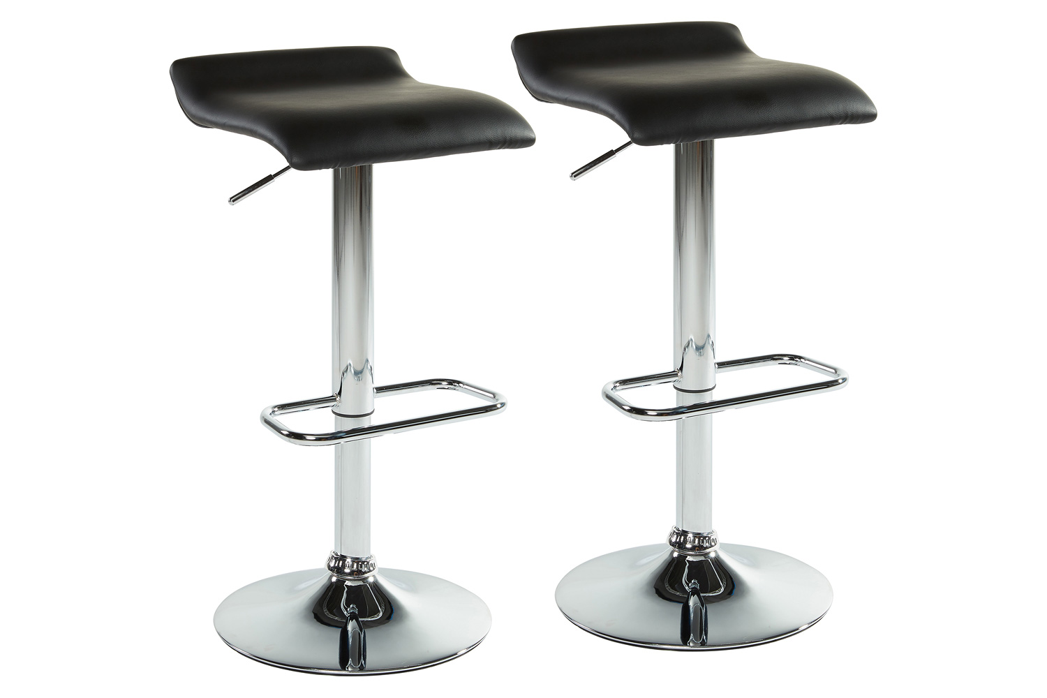 Worldwide Fabia II Adjustable Air-Lift Stool Set of 2 - Black/Chrome