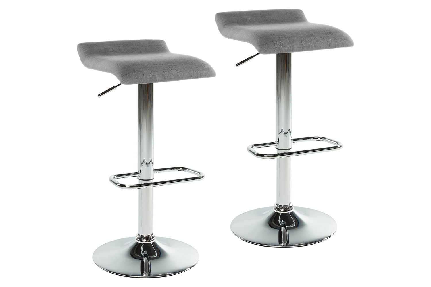 Worldwide Fabia II Adjustable Air-Lift Stool Set of 2 - Gray/Chrome