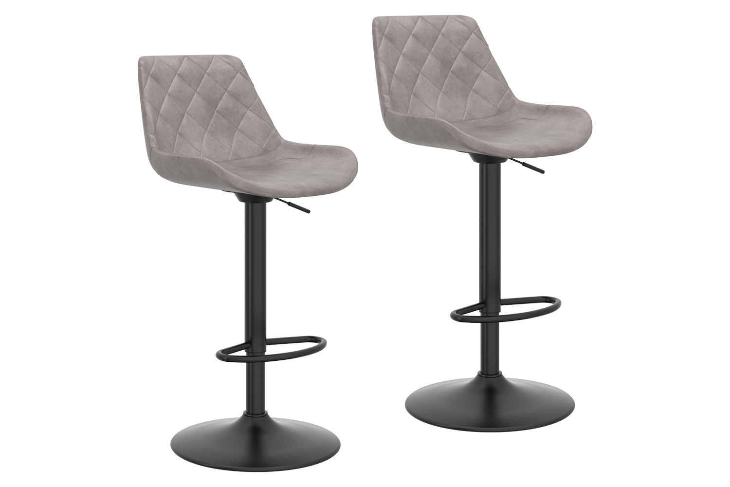 Worldwide Kansas Adjustable Air-Lift Stool Set of 2 - Vintage Gray/Black