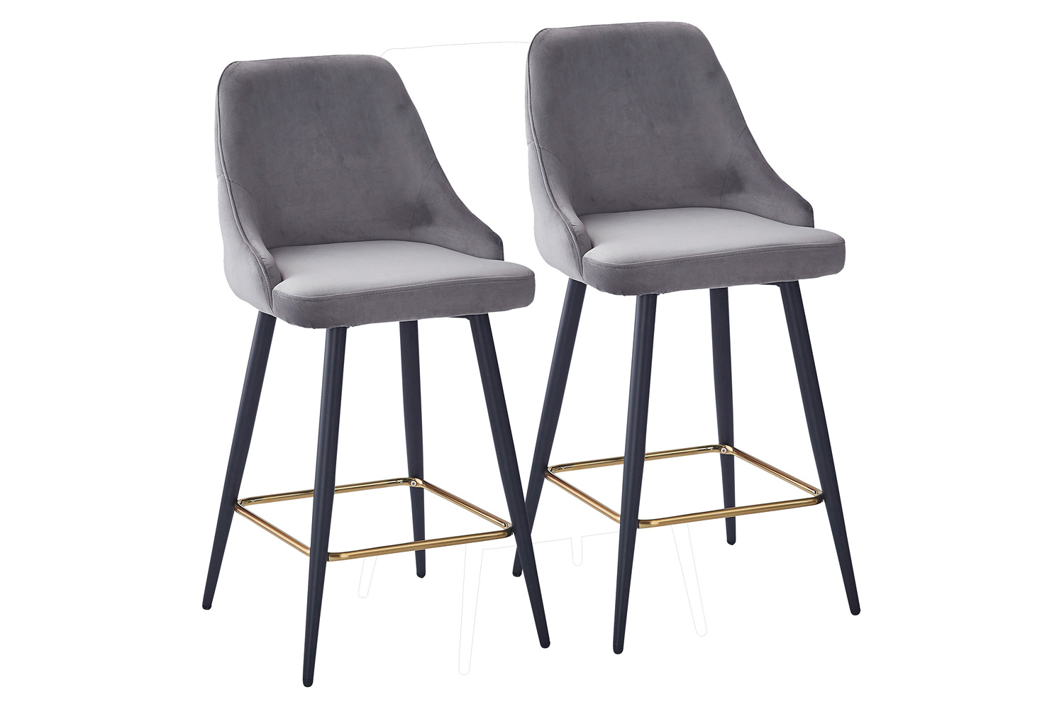 Worldwide Roxanne II 26" Counter Stool Set of 2 - Gray/Black