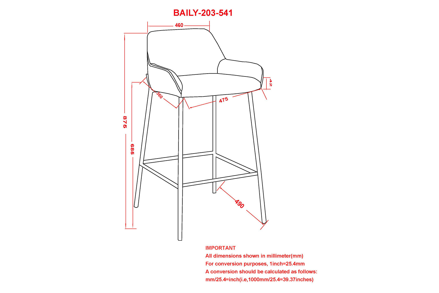 Worldwide Baily 26" Counter Stool Set of 2 - Beige/Black