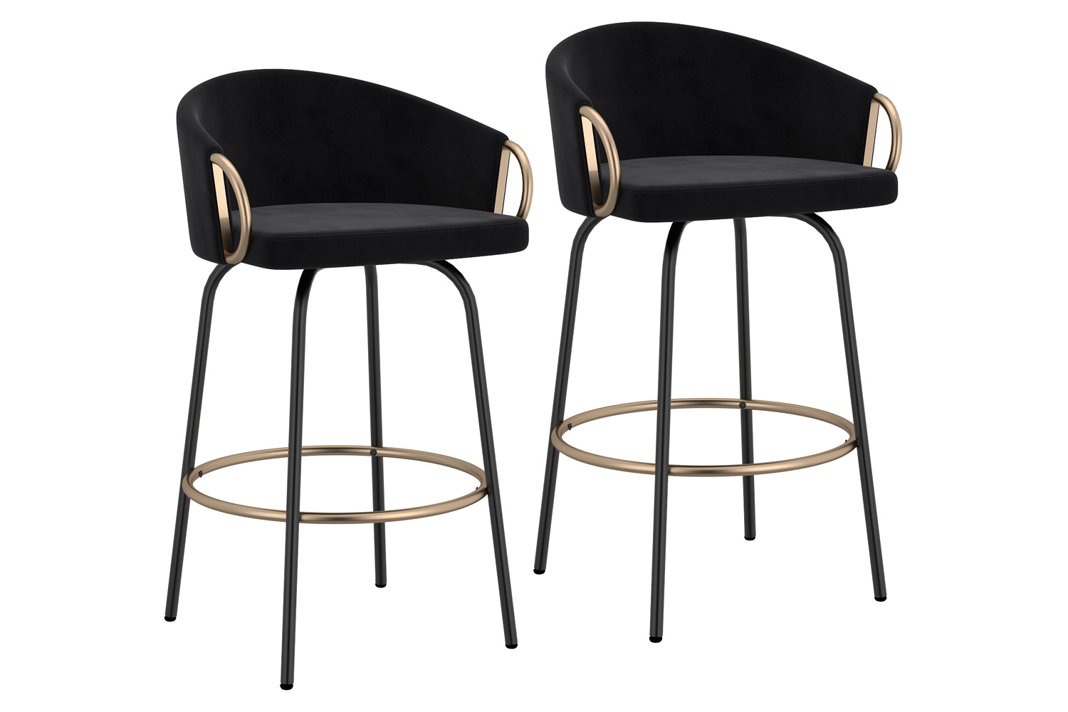 Worldwide Lavo 26" Counter Stool Set of 2 - Black/Aged Gold