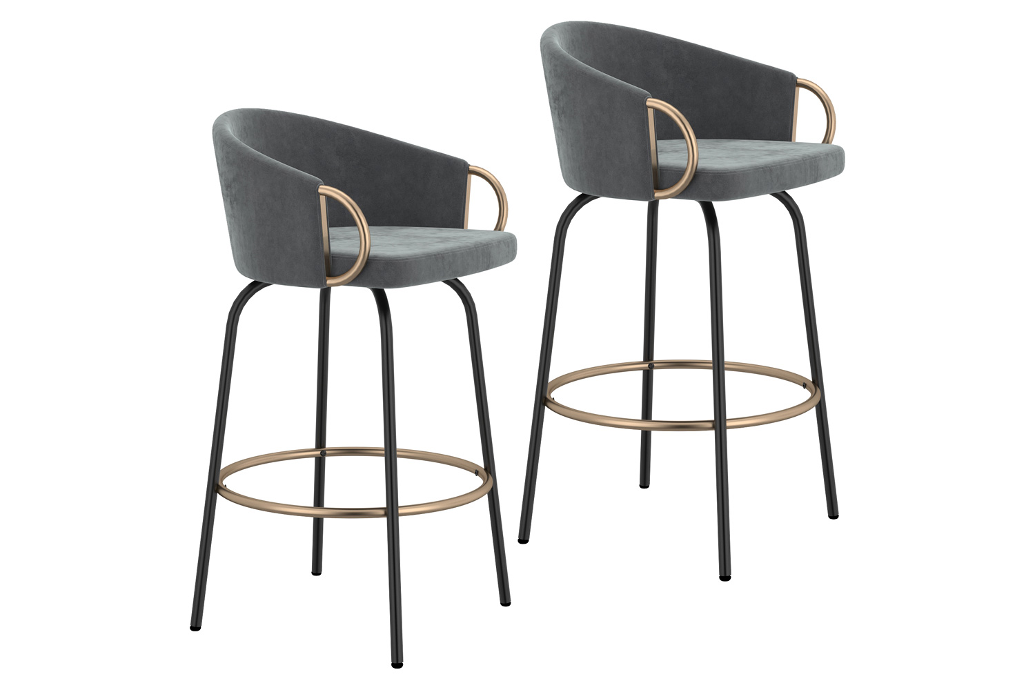 Worldwide Lavo 26" Counter Stool Set of 2 - Gray/Black/Aged Gold