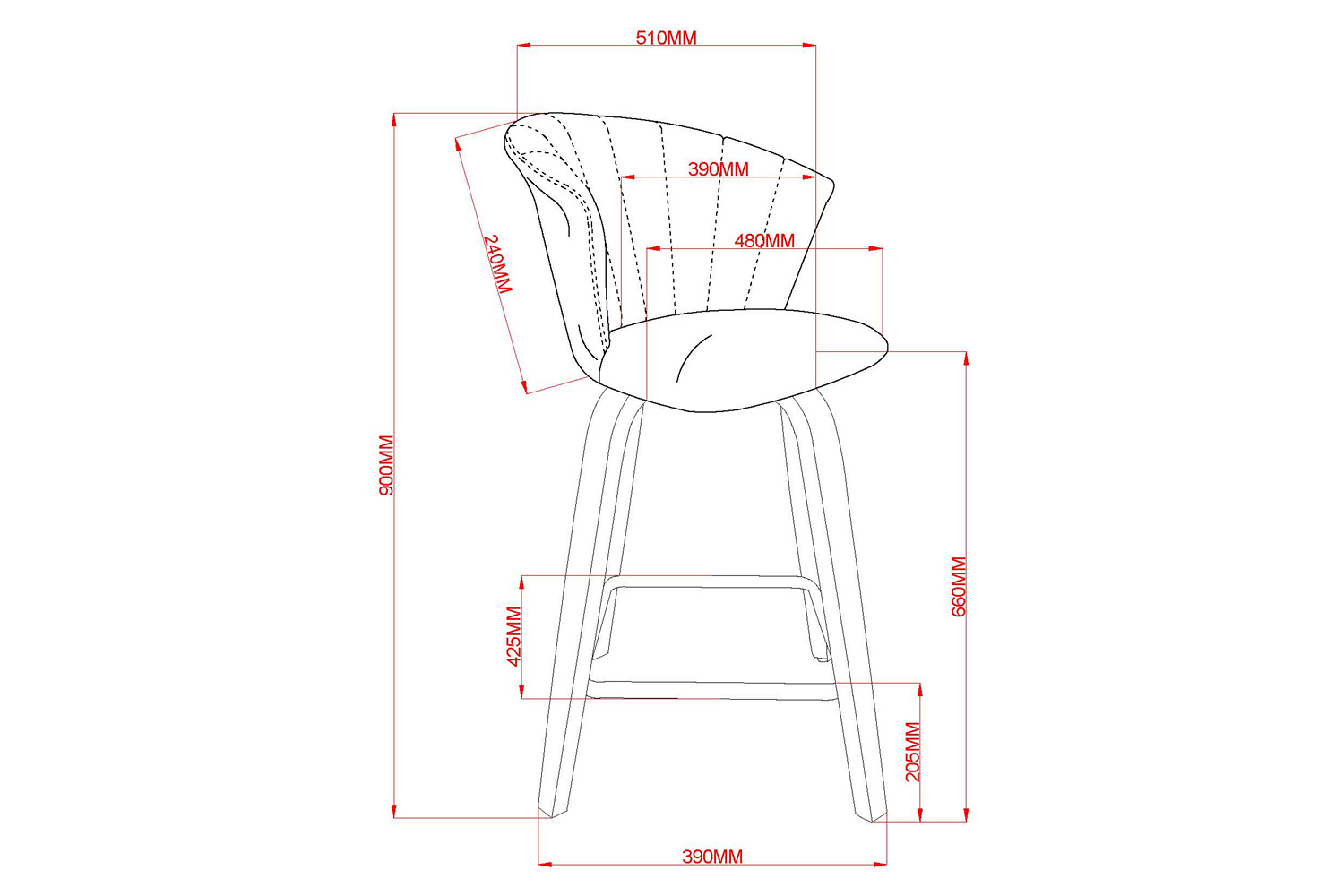 Worldwide Tula 26" Counter Stool - Black/Washed Oak