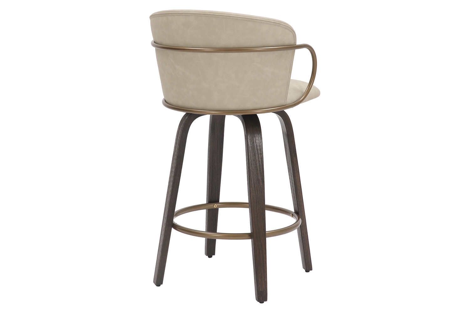 Worldwide Lawson 26" Counter Stool with Swivel Set of 2 - Ivory/Brown/Aged Gold