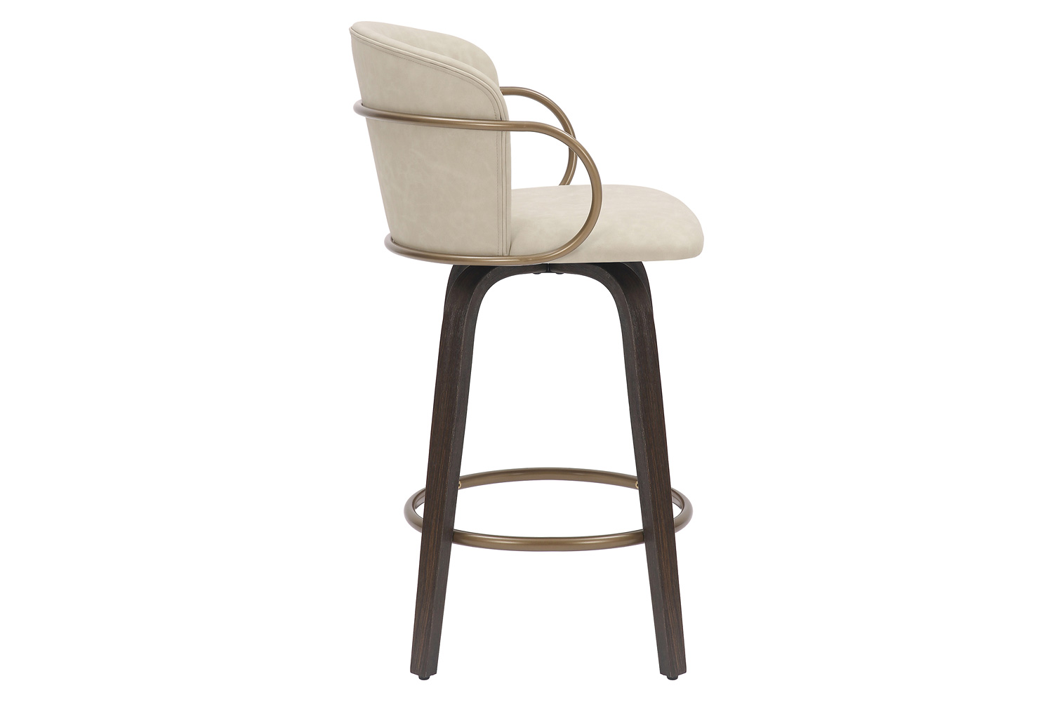 Worldwide Lawson 26" Counter Stool with Swivel Set of 2 - Ivory/Brown/Aged Gold