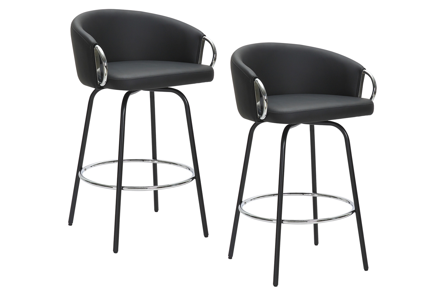 Worldwide Orion 26" Counter Stool with Swivel Set of 2 - Black/Chrome