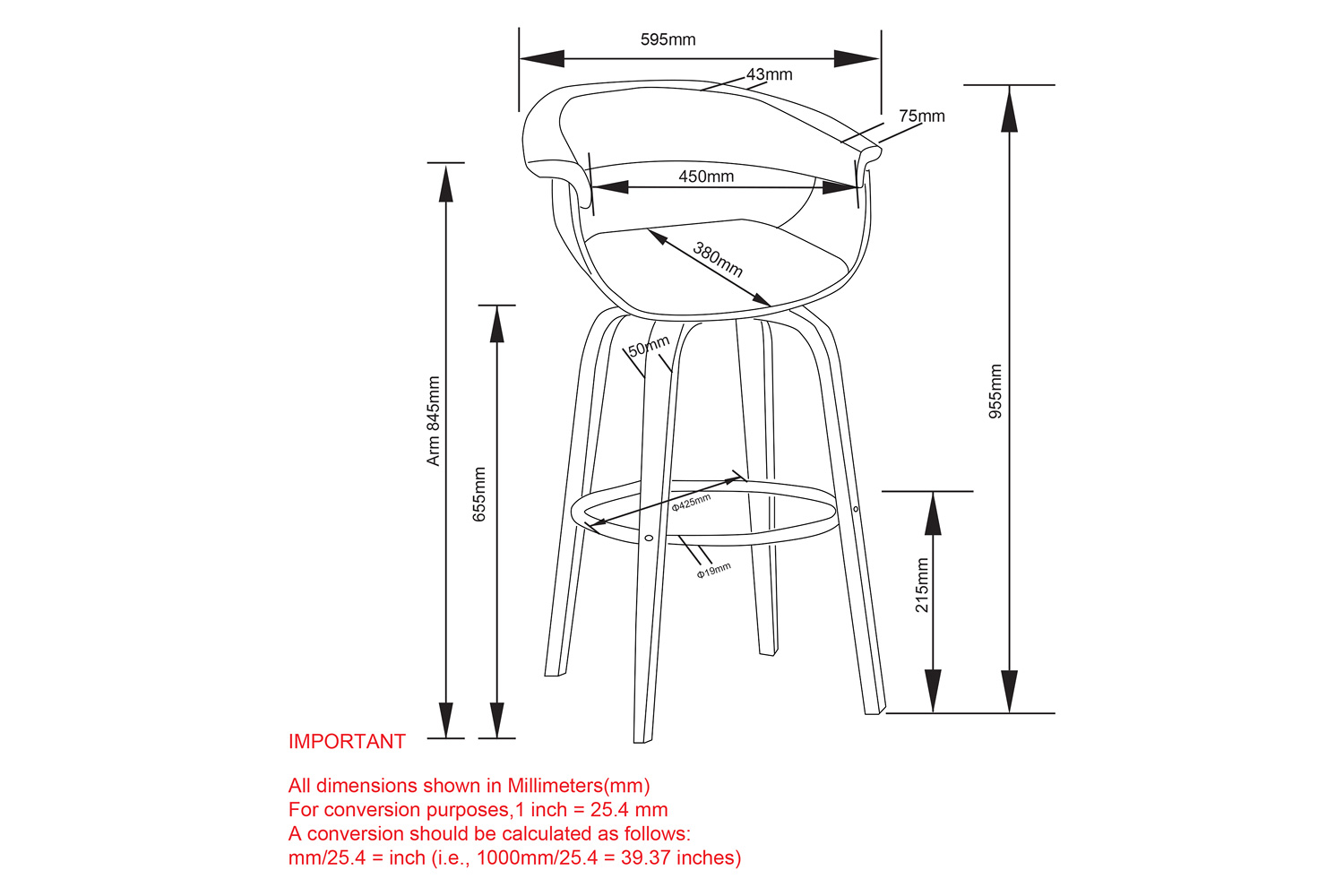 Worldwide Holt 26" Counter Stool with Swivel - Gray/Walnut