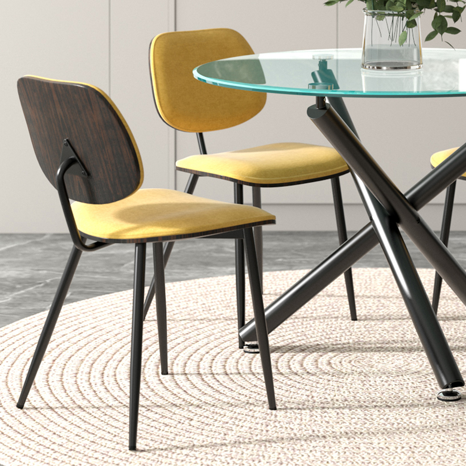 Worldwide Suzette/Capri Dining Set of 5 - Black Table/Mustard Chair