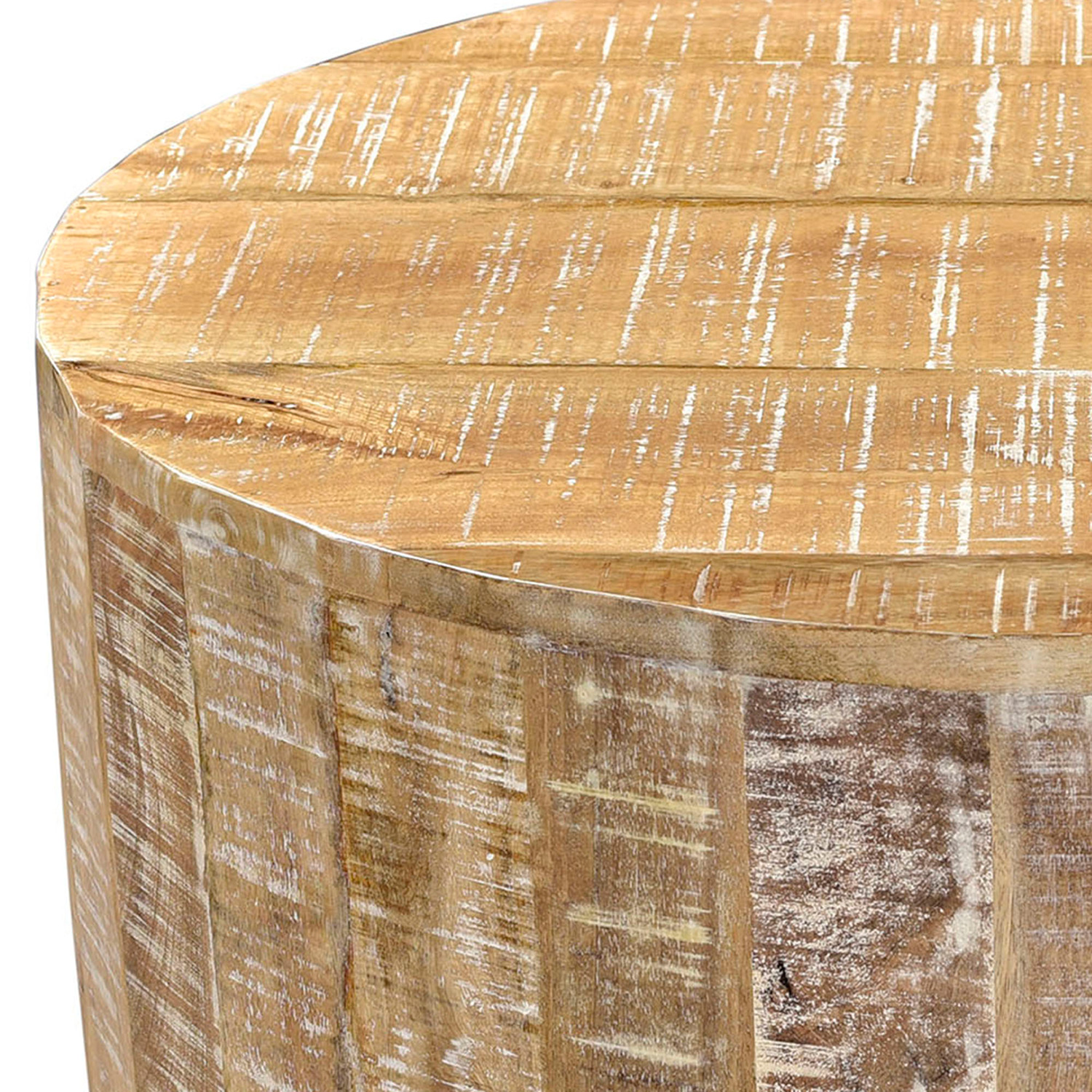 Worldwide Eva Round Coffee Table - Distressed Natural