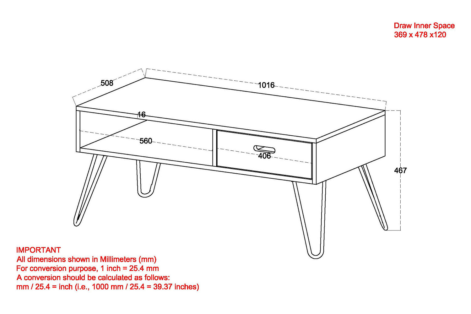 Worldwide - Jaydo Rectangular Coffee Table in Natural Burnt/Black