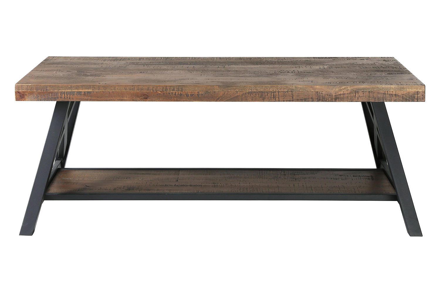 Worldwide - Langport Rectangular Coffee Table in Rustic Oak/Black