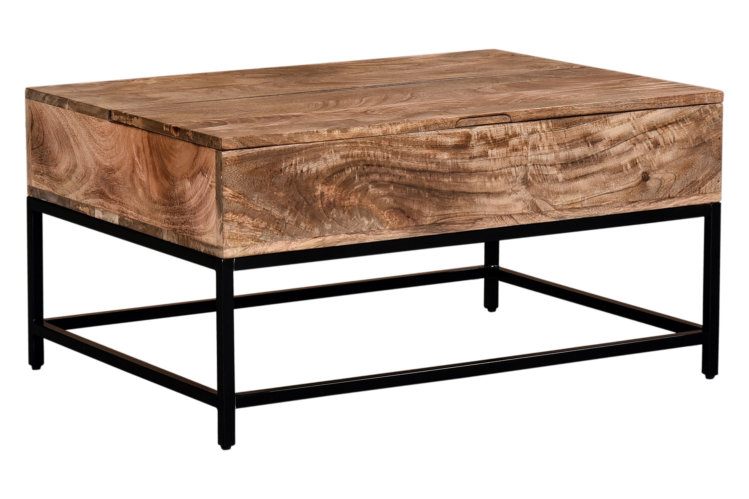 Worldwide - Ojas Rectangular Lift-Top Coffee Table in Natural Burnt/Black