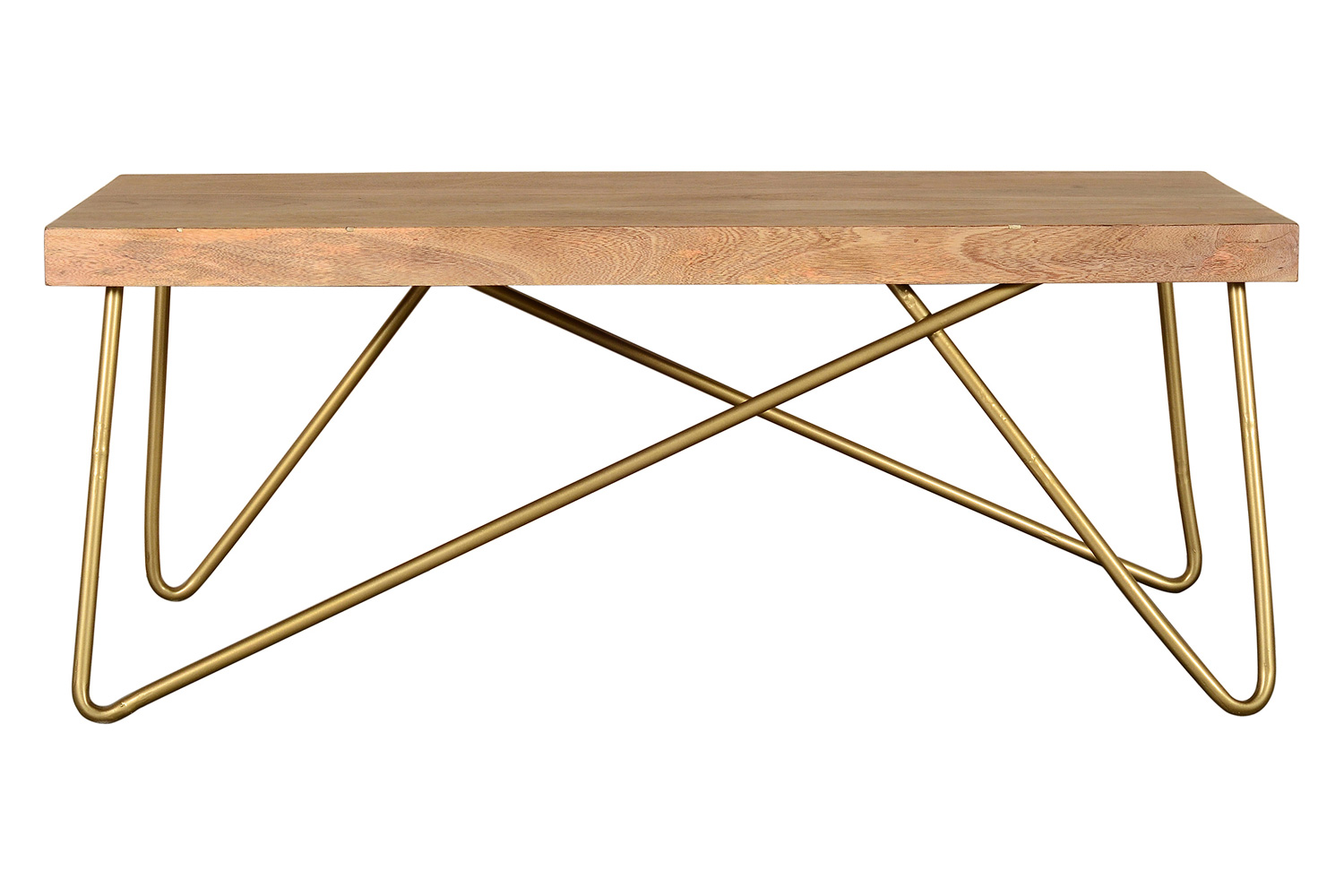 Worldwide - Madox Rectangular Coffee Table in Natural/Aged Gold