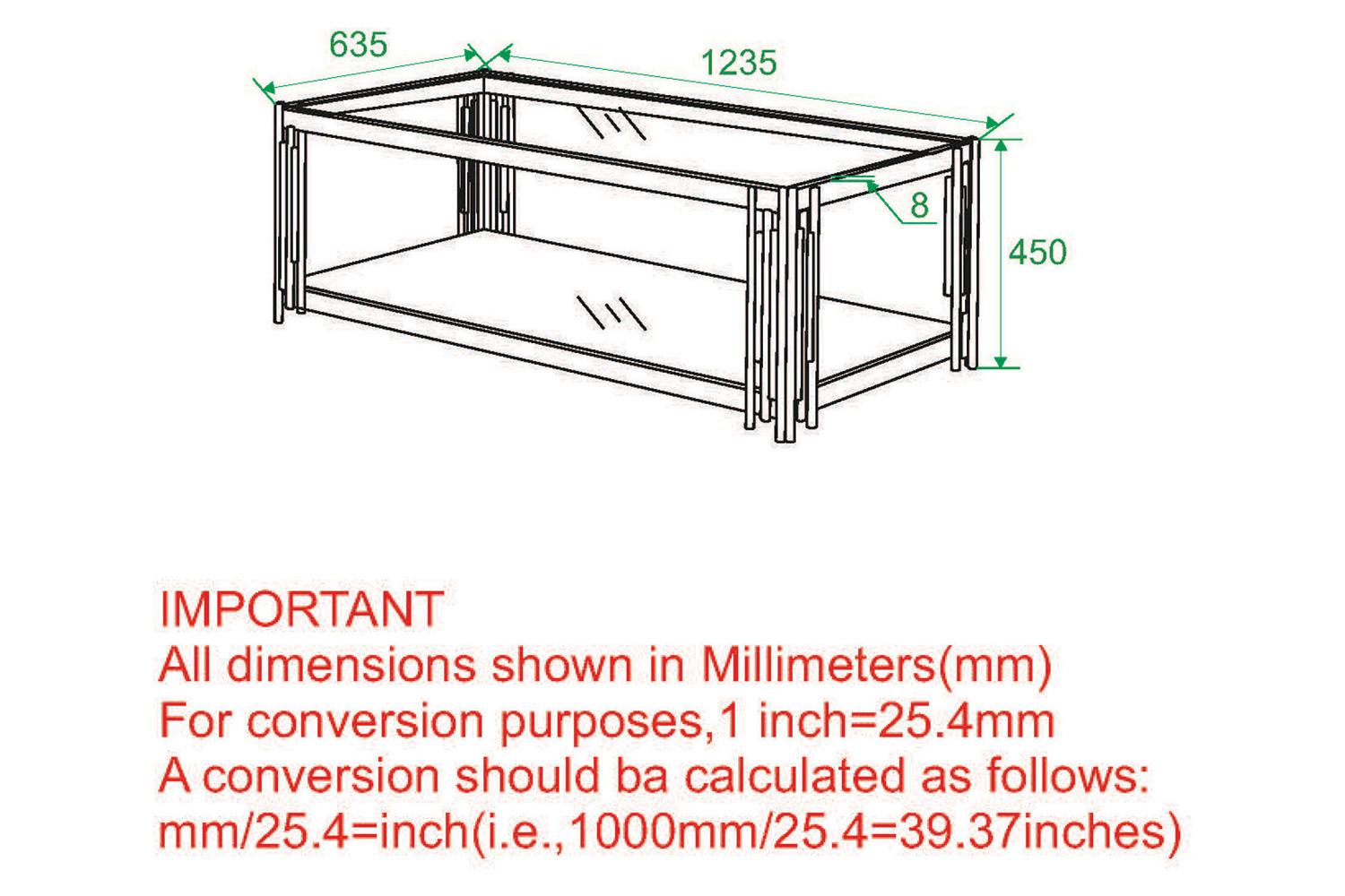 Worldwide Estrel Rectangular Coffee Table - Gold