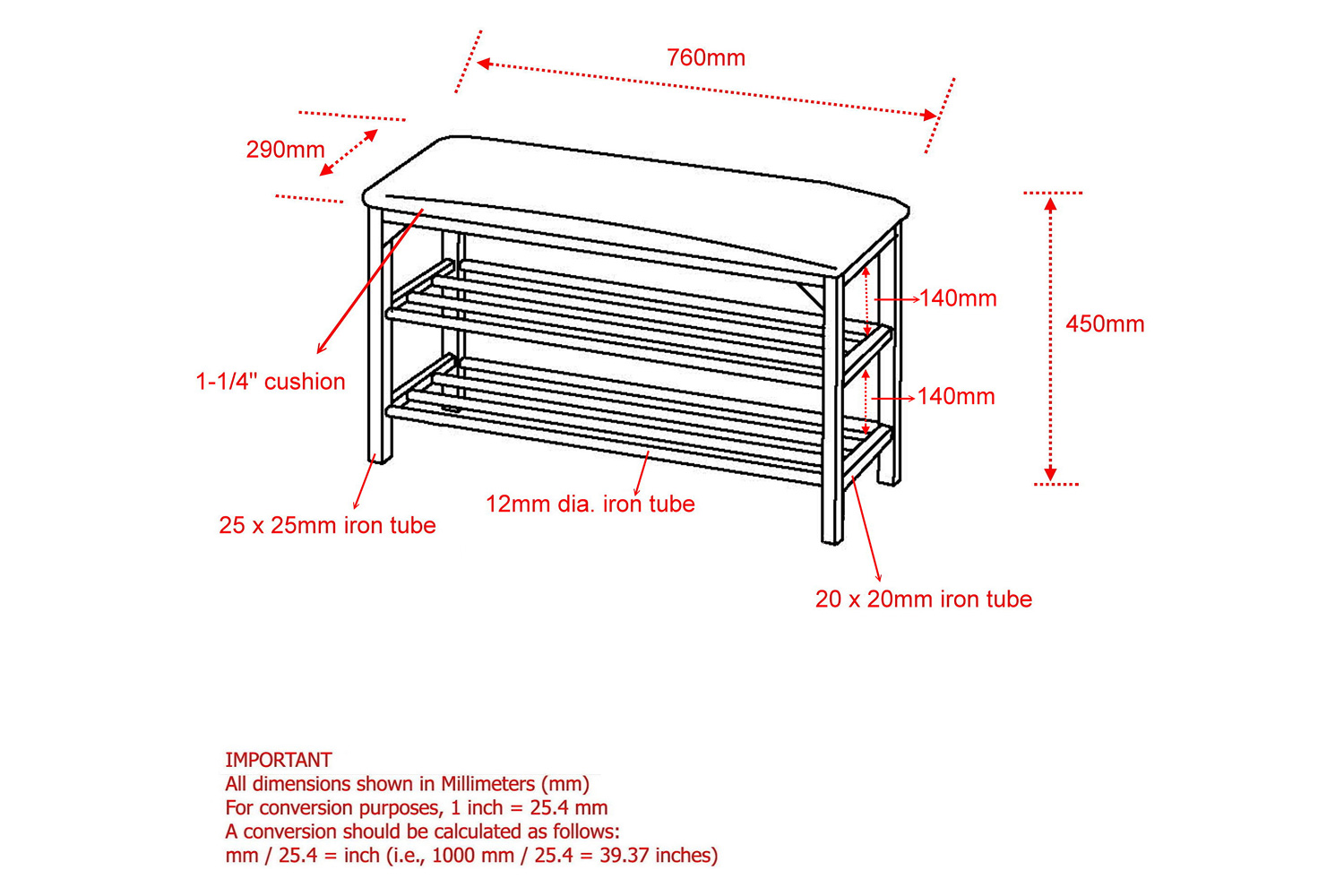 Worldwide - Foster 2-Tier Bench in Black/Chrome