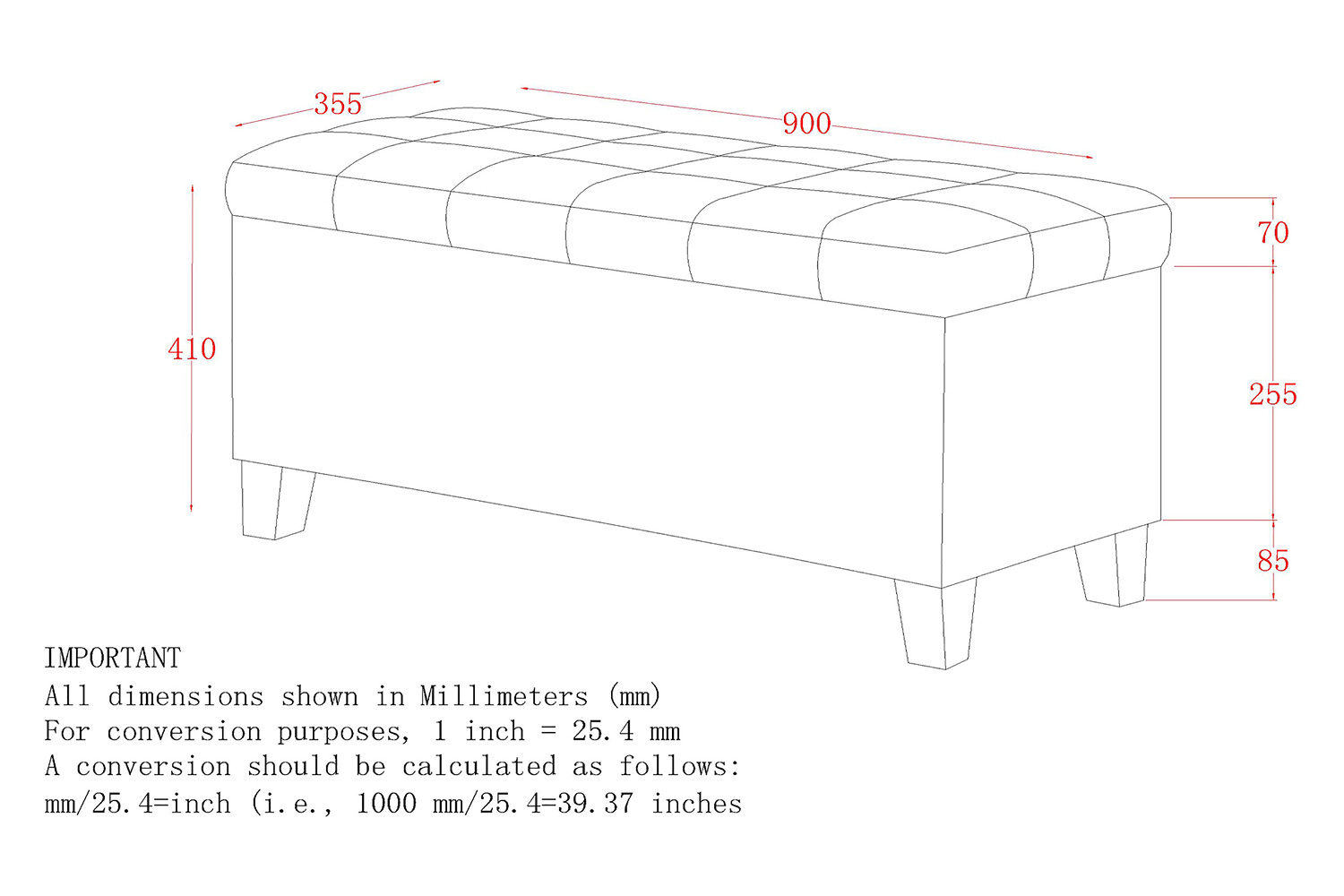 Worldwide™ Winston Rectangular Storage Ottoman - Gray