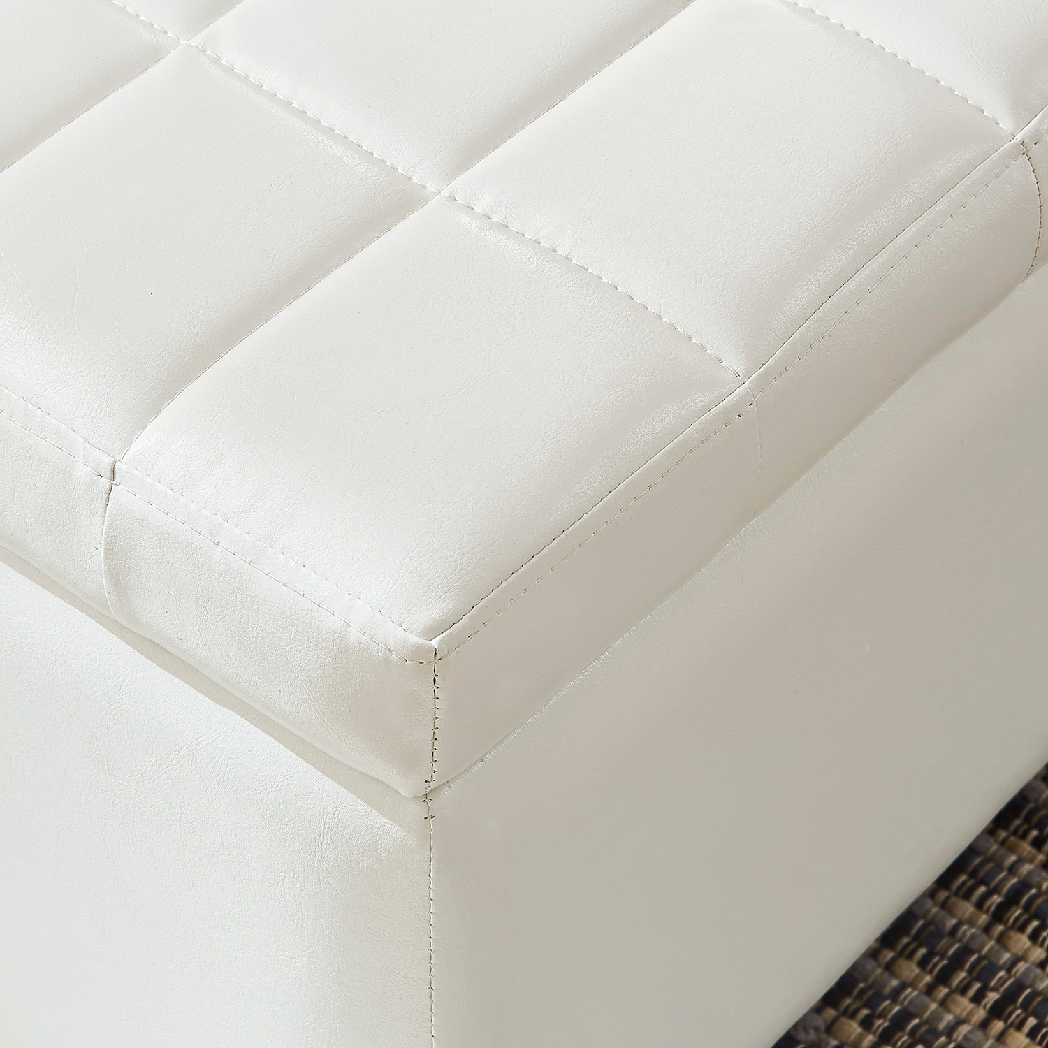 Worldwide Winston Rectangular Storage Ottoman - White