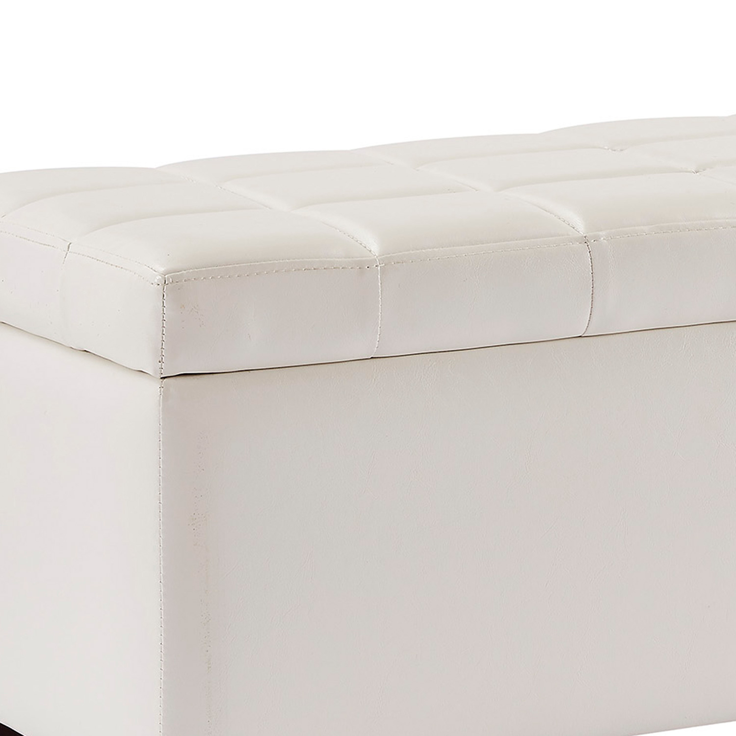 Worldwide Winston Rectangular Storage Ottoman - White