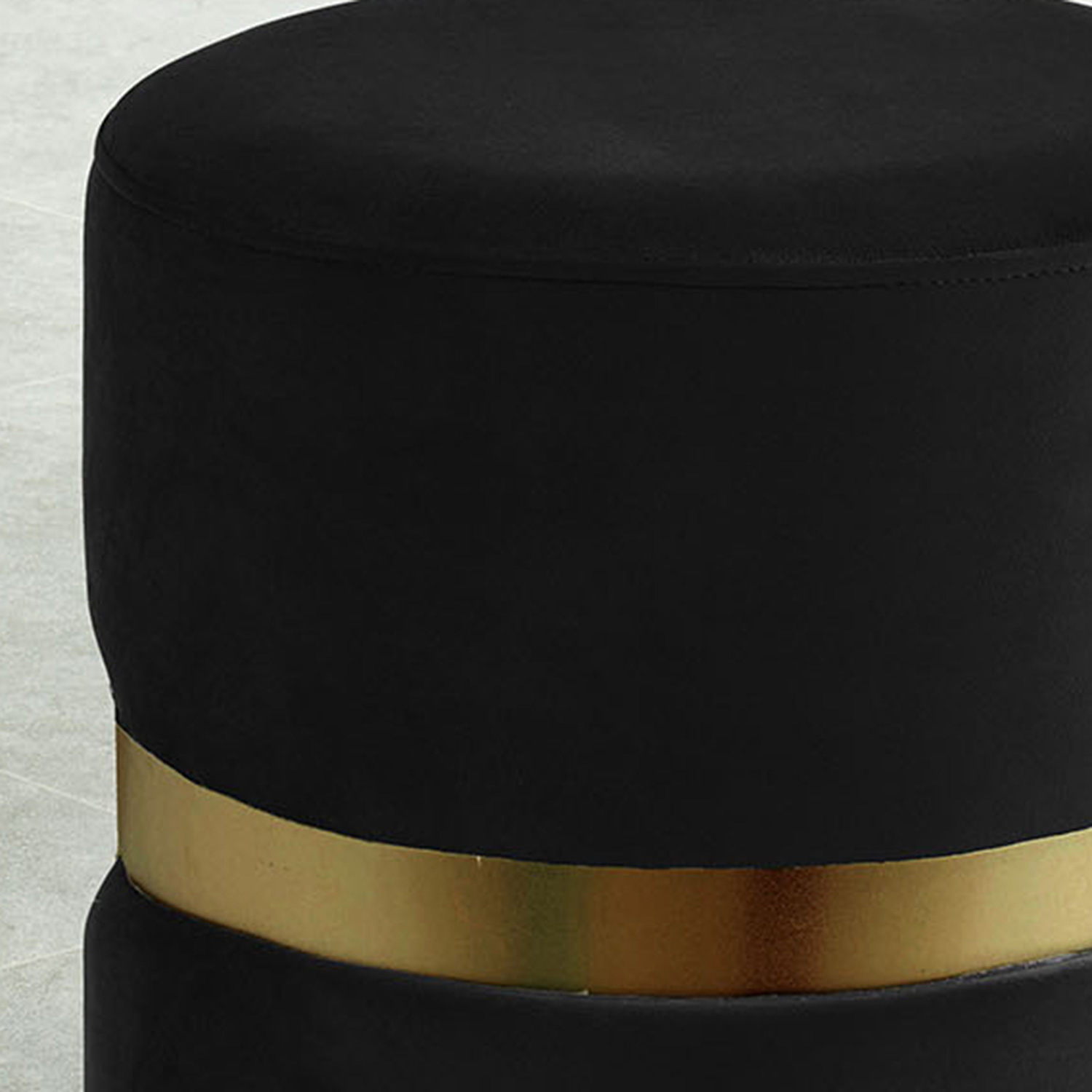 Worldwide Violet Round Ottoman - Black/Aged Gold