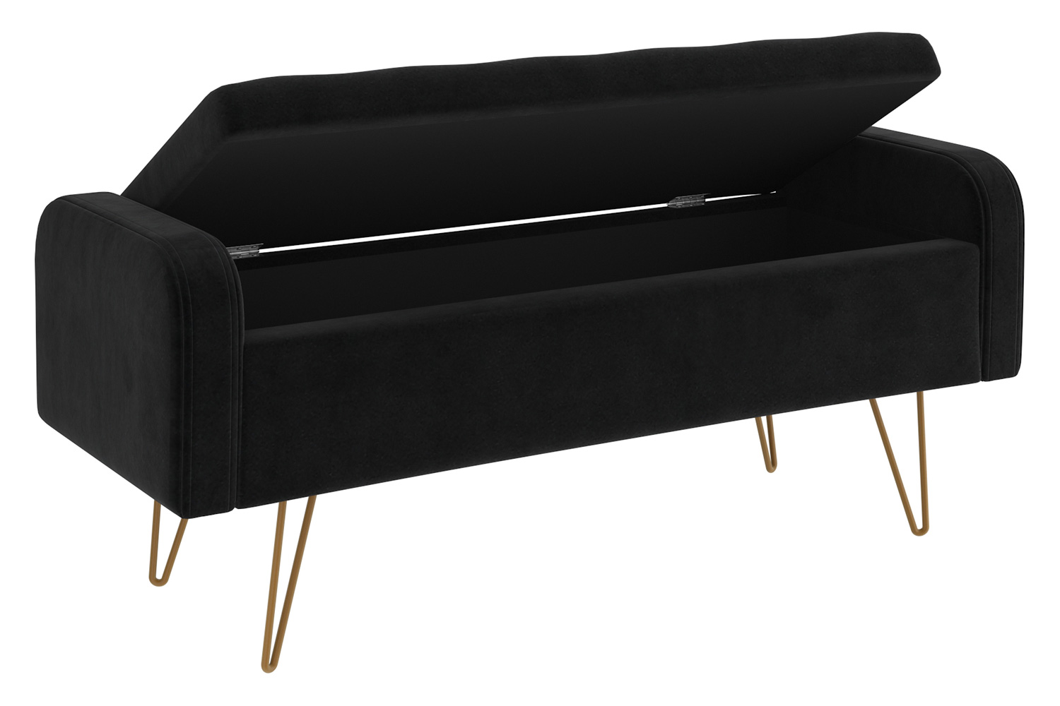 Worldwide™ Sabel Rectangular Storage Ottoman - Black/Aged Gold