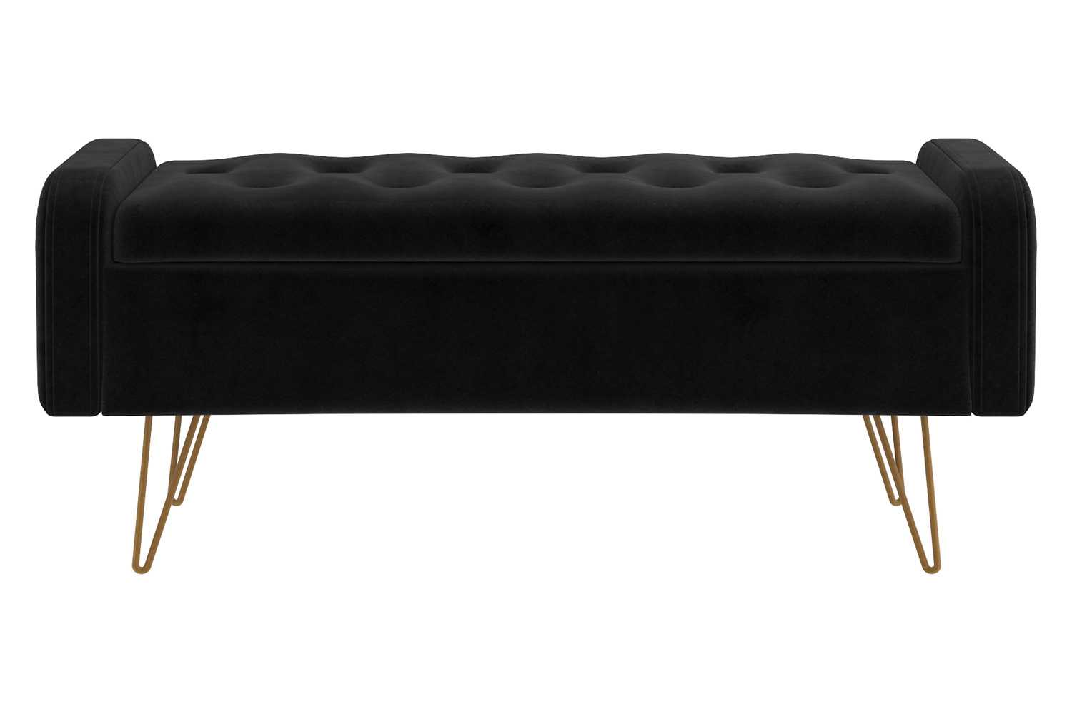 Worldwide™ Sabel Rectangular Storage Ottoman - Black/Aged Gold