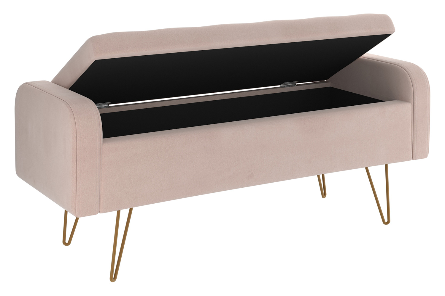 Worldwide Sabel Rectangular Storage Ottoman - Blush Pink/Aged Gold