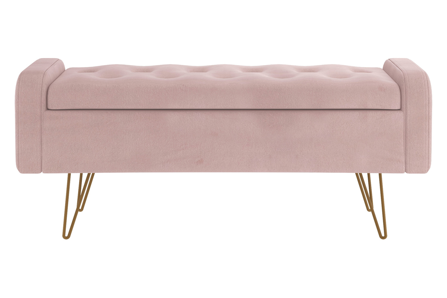 Worldwide Sabel Rectangular Storage Ottoman - Blush Pink/Aged Gold