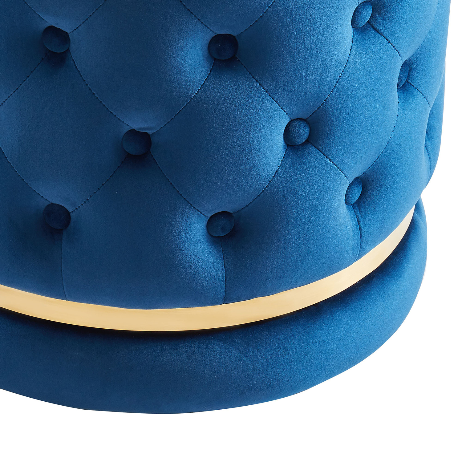 Worldwide Delilah Round Ottoman - Blue/Gold