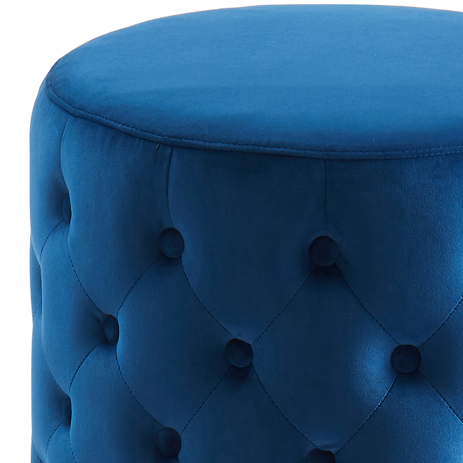 Worldwide Delilah Round Ottoman - Blue/Gold