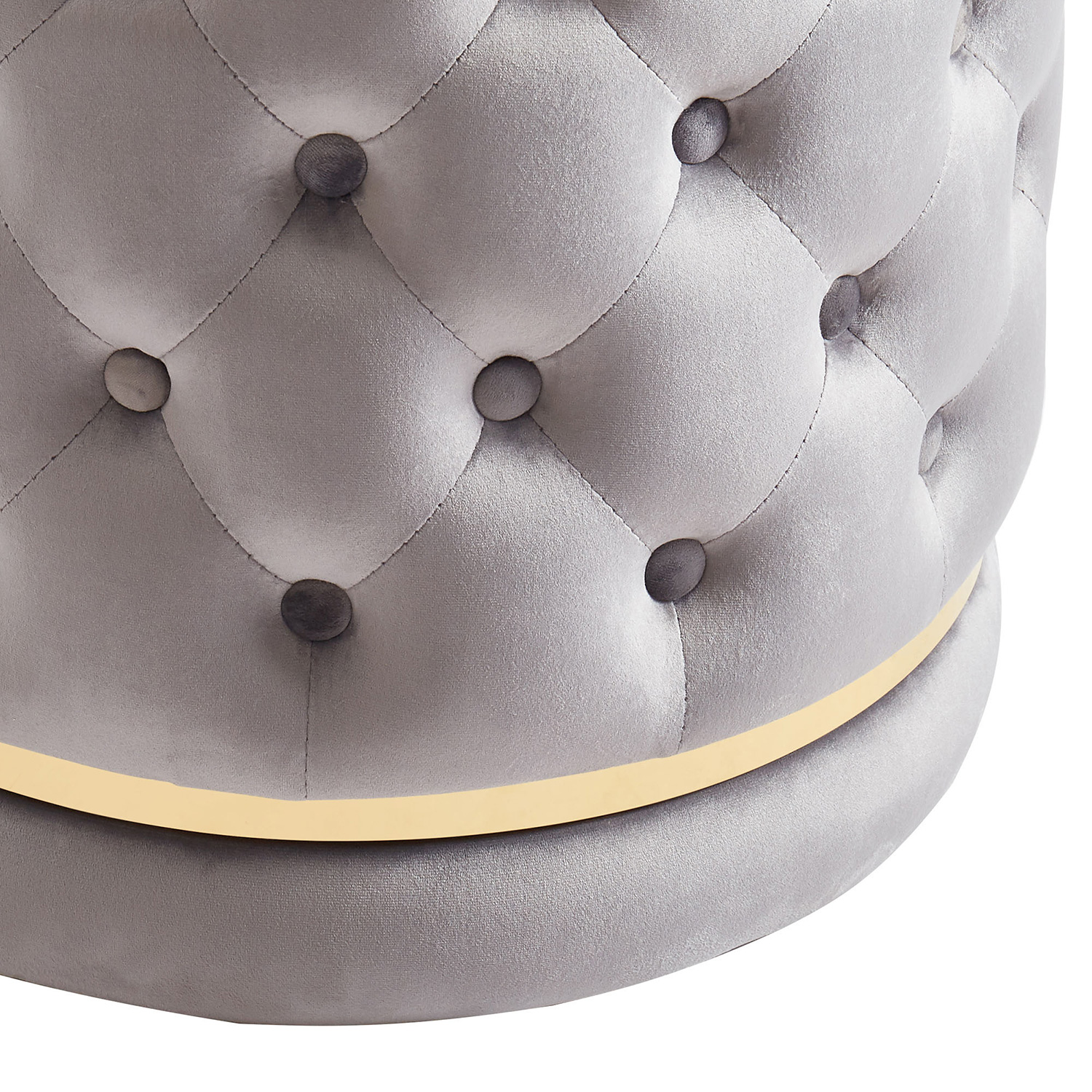 Worldwide Delilah Round Ottoman - Gray/Gold