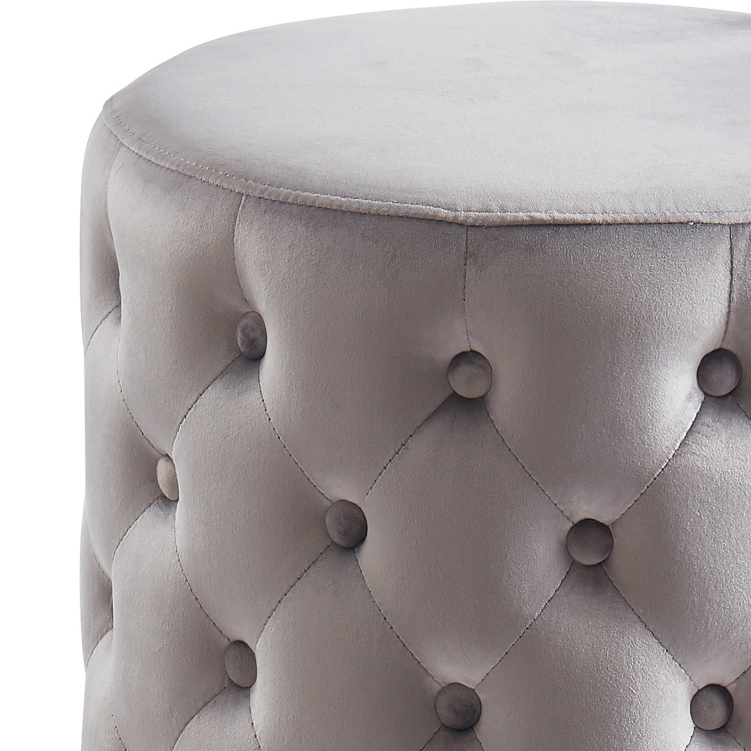 Worldwide Delilah Round Ottoman - Gray/Gold