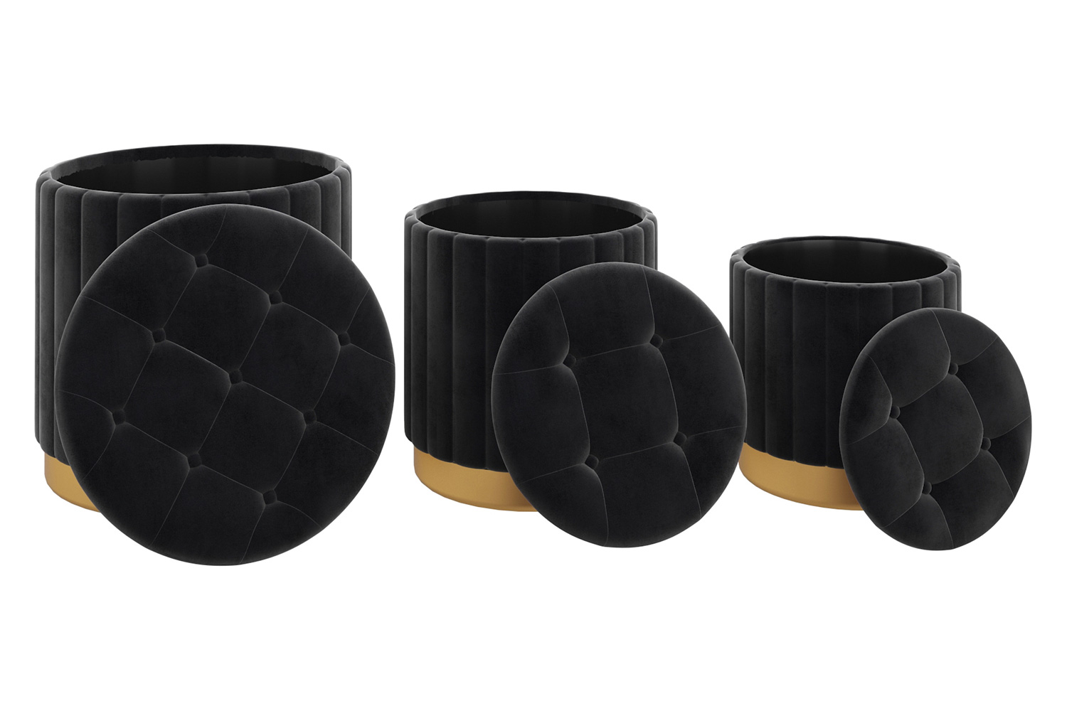 Worldwide - Tobi Round Storage Ottoman Set of 3