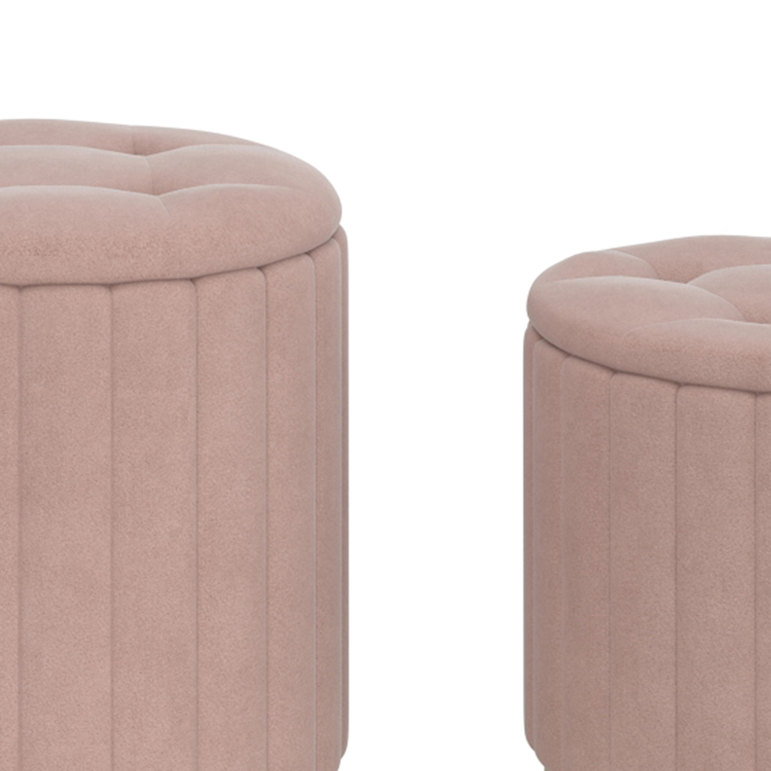 Worldwide Tobi Round Storage Ottoman Set of 3 - Blush Pink/Gold