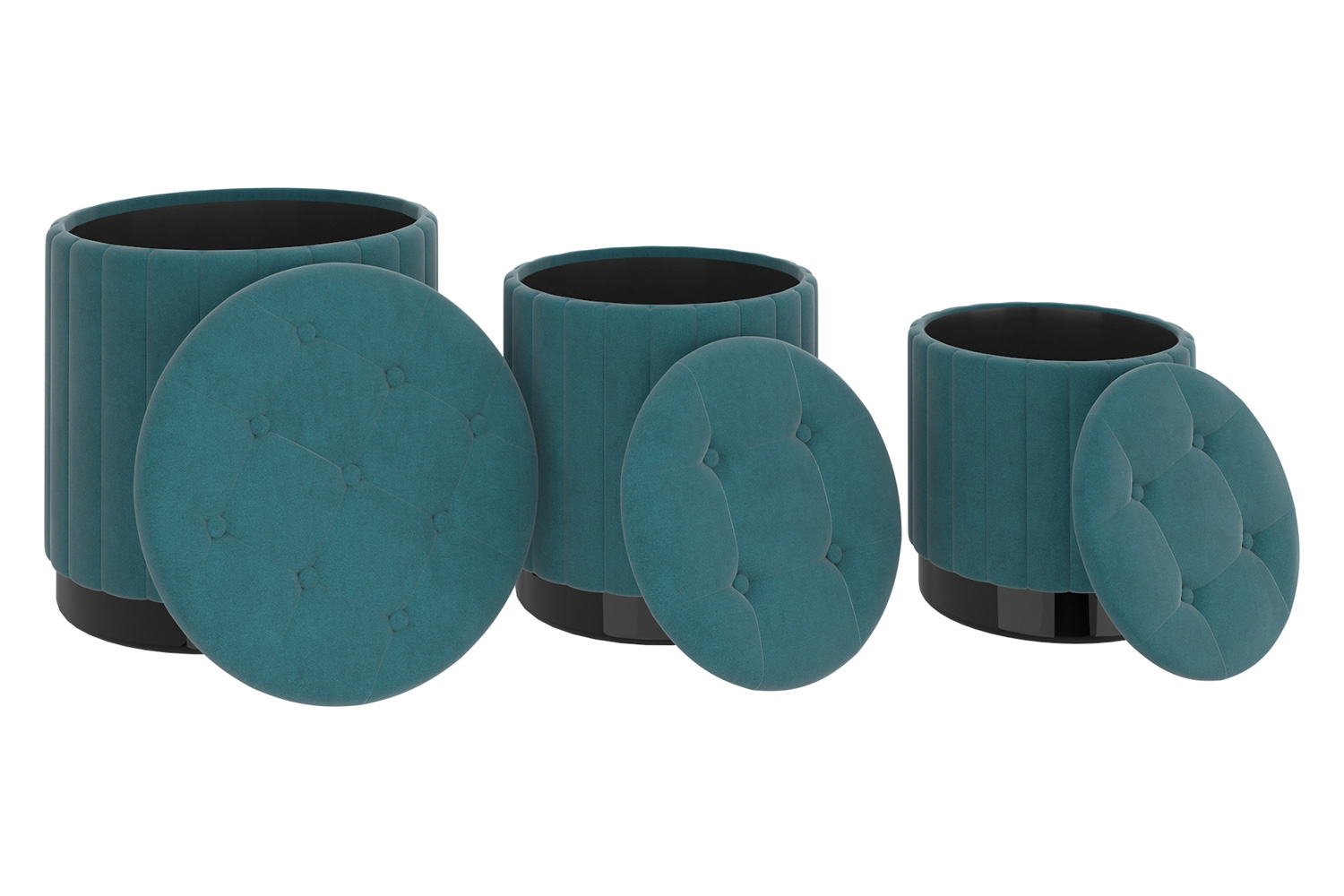 Worldwide - Tobi Round Storage Ottoman Set of 3